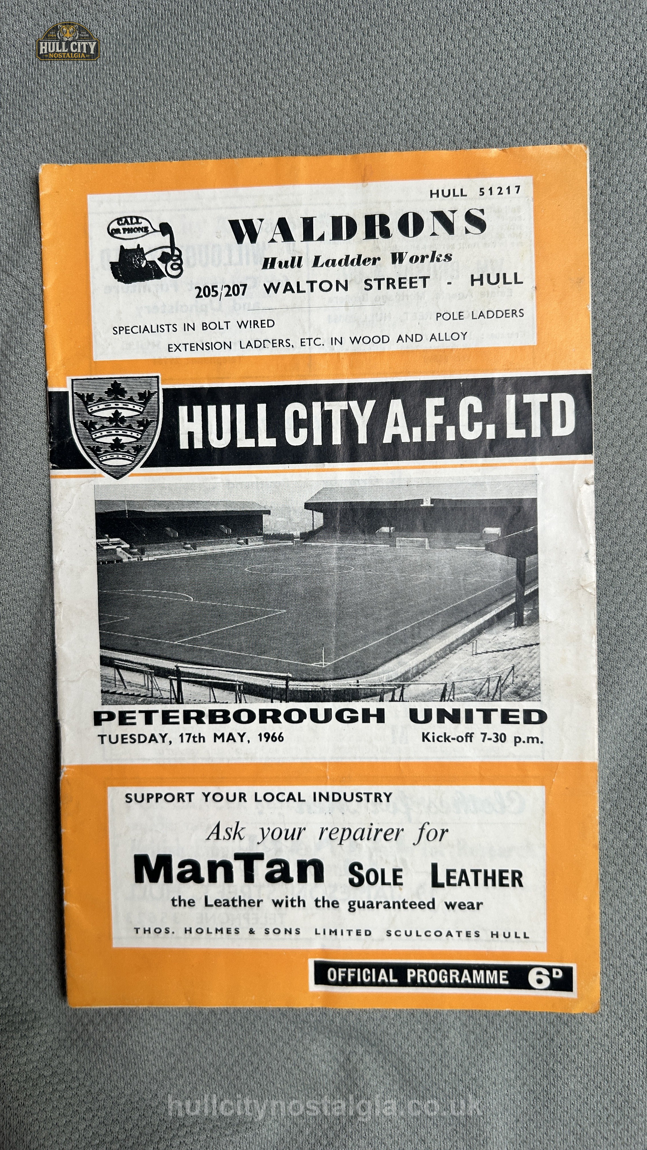 Hull City v Peterborough United matchday programme — front cover
