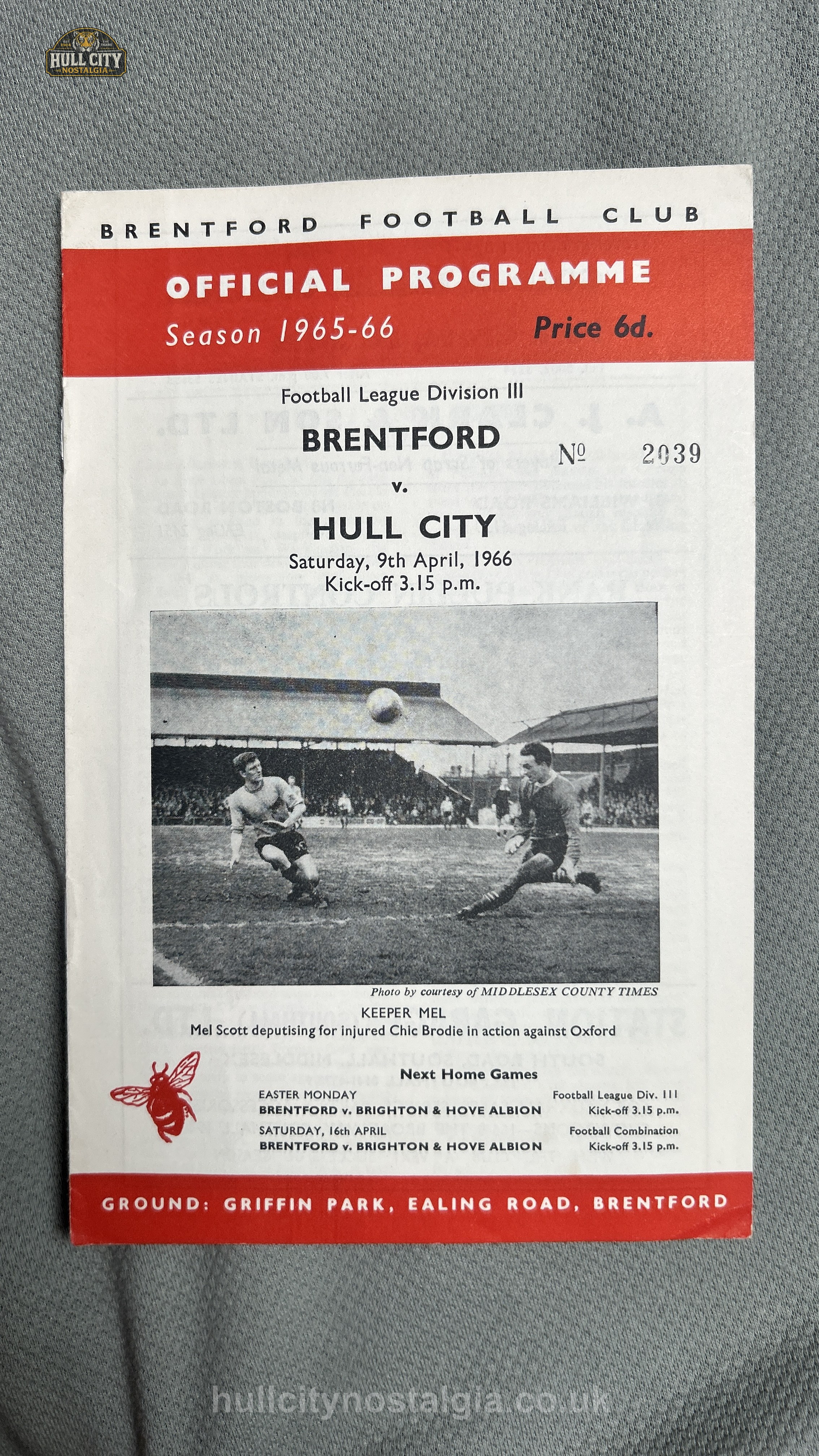 Brentford v Hull City matchday programme — front cover