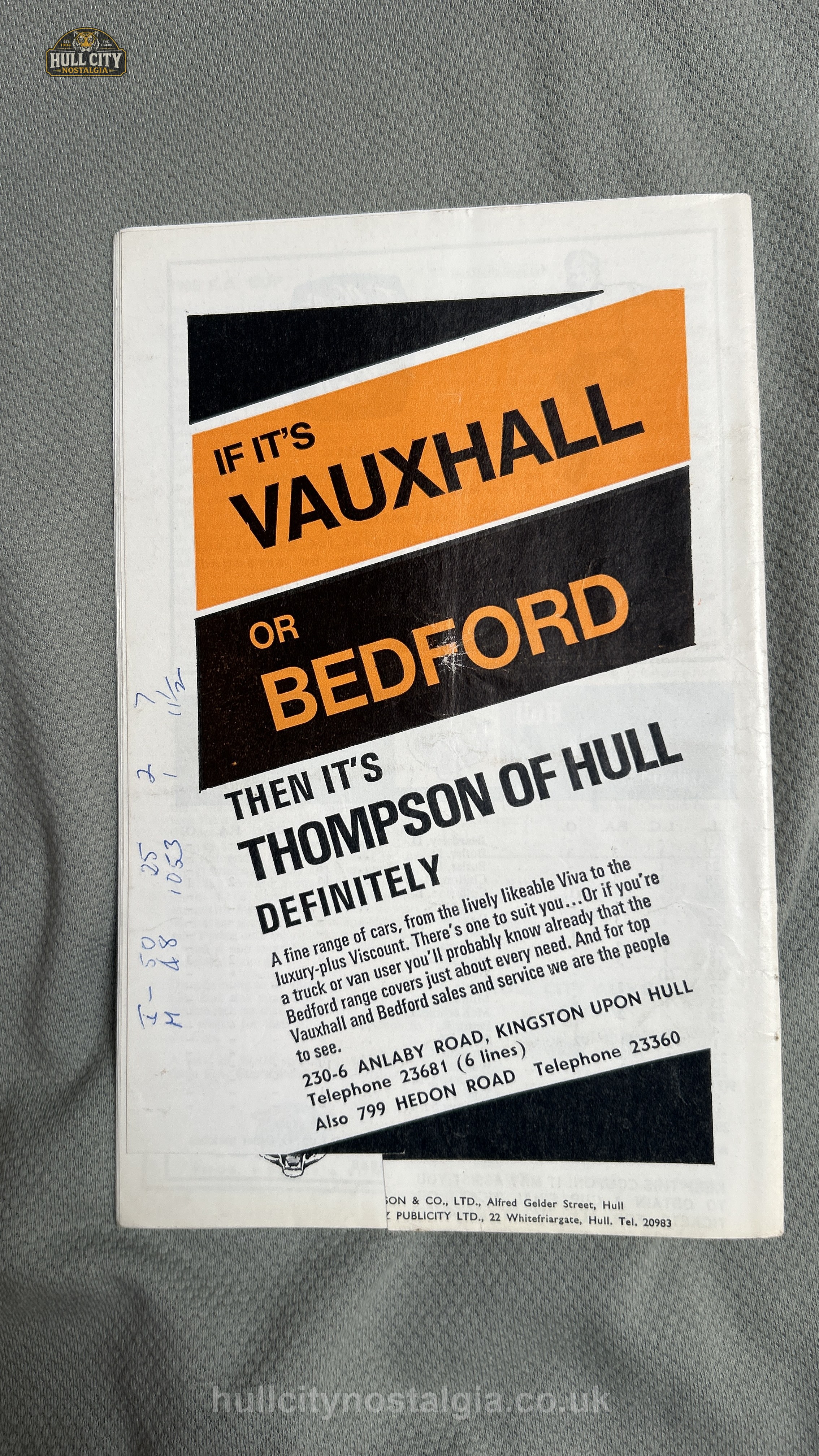 Hull City v  matchday programme — front cover