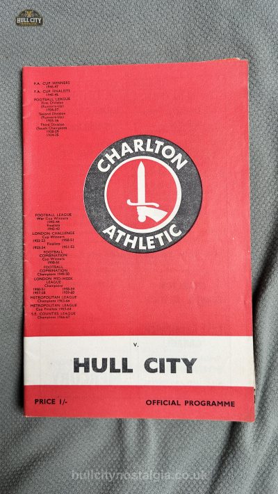 Charlton Athletic v Hull City programme cover