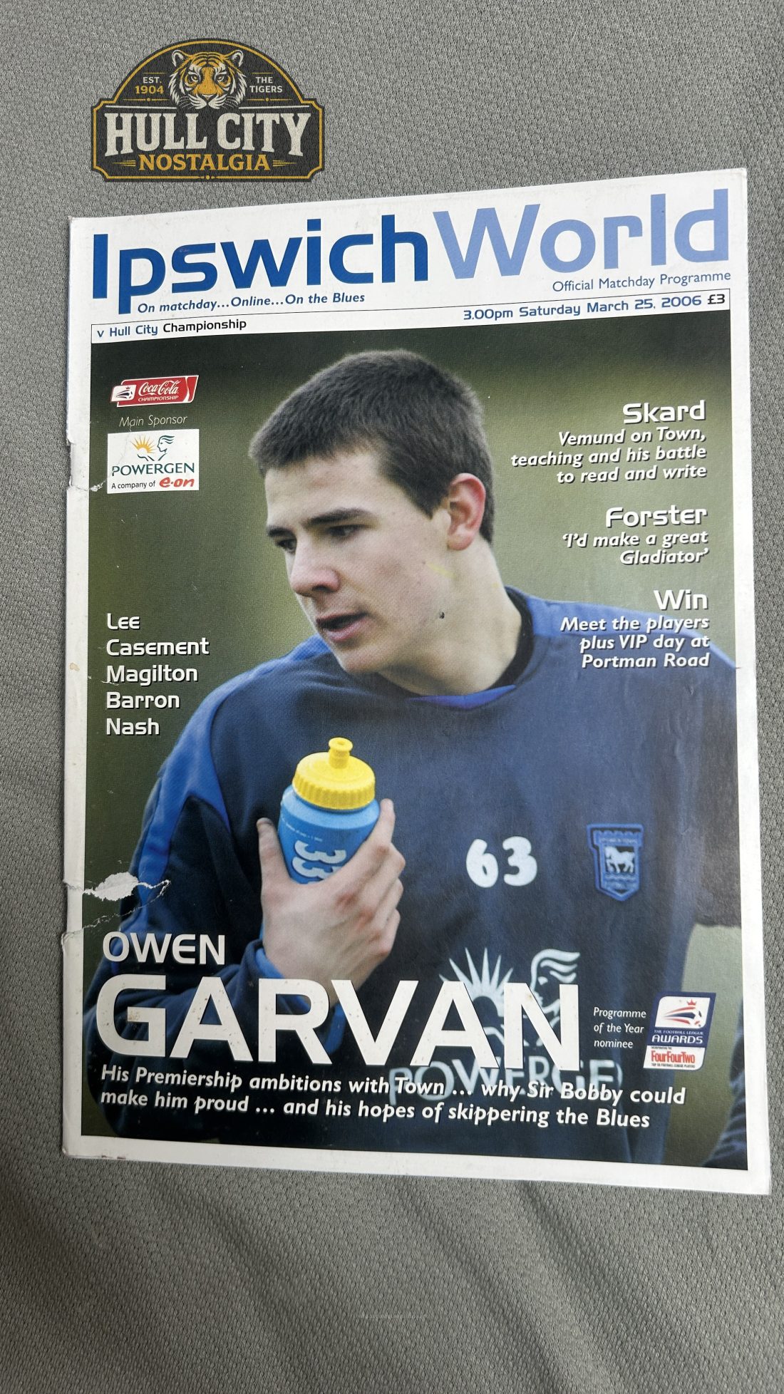 Ipswich Town v Hull City matchday programme — front cover
